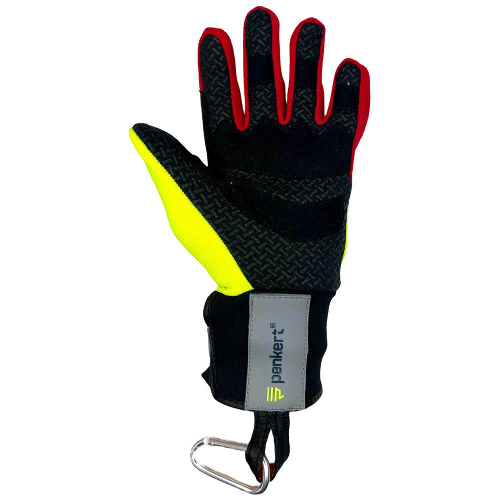 Nahaufnahme der Handinnenfläche des Handschuhs