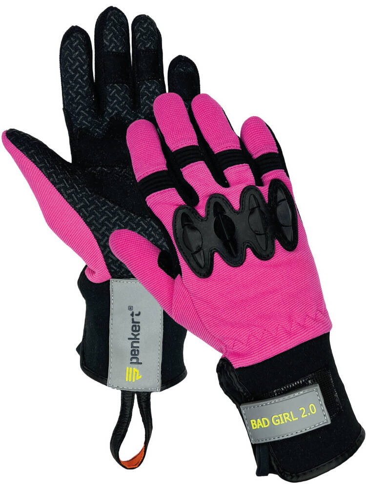 Feuerwehrhandschuh Bad Girl 2.0 in Pink, Vorder- und Rückseite.