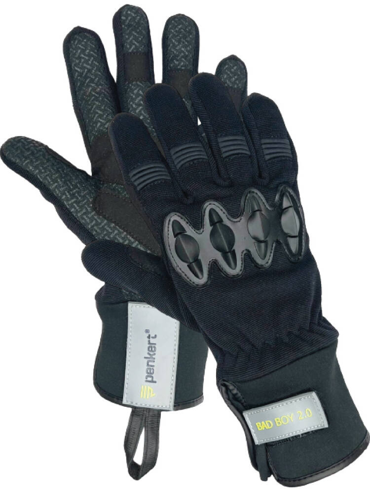 TH-Handschuh Bad Boy 2.0 in Schwarz, Vorder- und Rückseite.