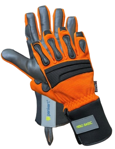 Orangene TH-Handschuhe